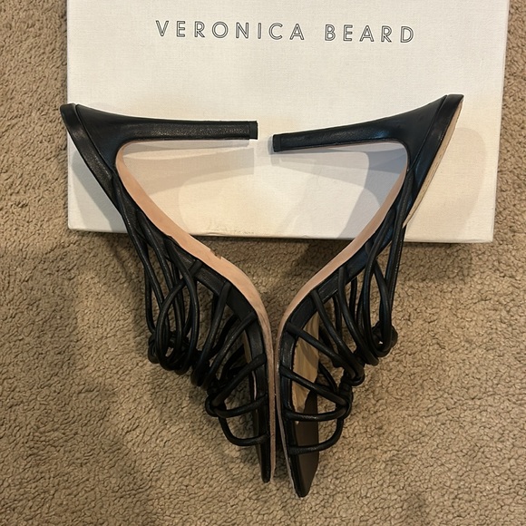 Veronica Beard Avila Black Leather Slide Size 8 - Picture 3 of 6